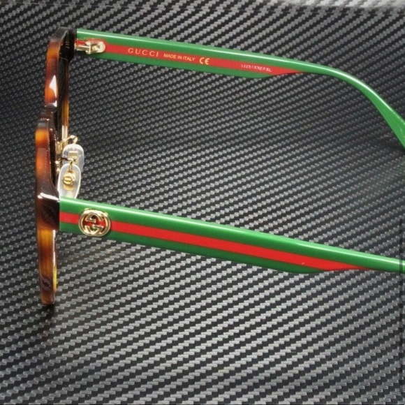 Gucci 55mm Havana Sunglasses in tortoise/classic Gucci stripes. - Picture 3 of 3